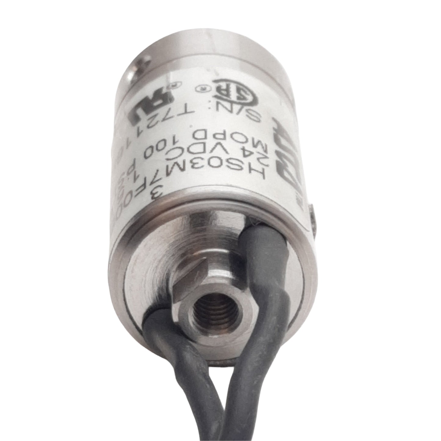 Used Asco HS03M7F00B Solenoid Valve, 100psi, M5 Male/Female Ports, 1.5W, 24VDC Coil
