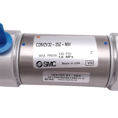 New SMC CDM2V32-25Z-NW Pneumatic Cylinder, ø32mm Bore, 25mm Stroke, Rc 1/8in, 145psi