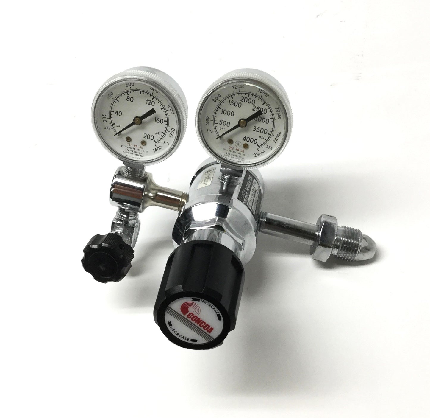 Used Concoa 315535110 Dual Stage Gas Regulator CGA 500 Inlet, 1/4" NPT Out, 0-100psi