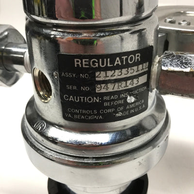 Used Concoa 21233511L Dual Stage Gas Regulator CGA 580 Inlet, 1/4" NPT Out, 0-120psi