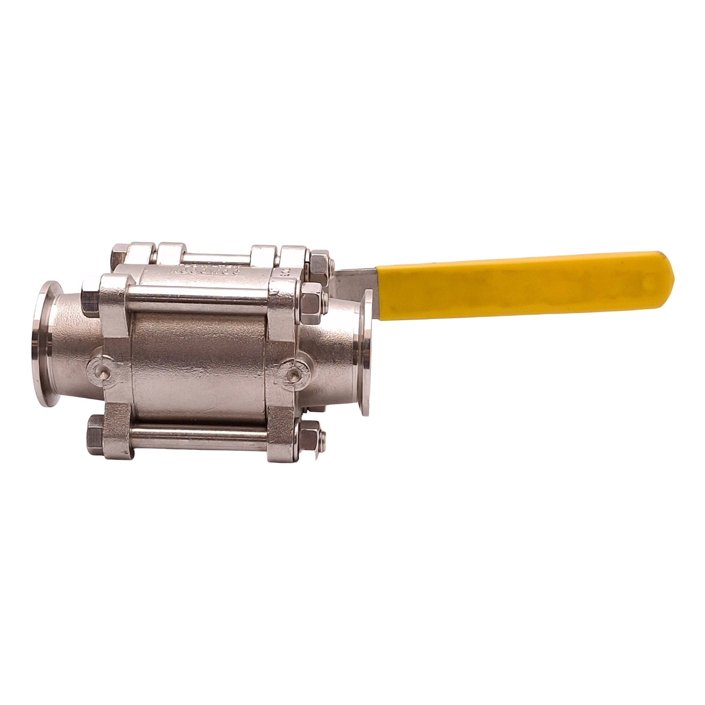 Used Flow-Tek 316L-CF3M-1-1/2-S7007 3-Piece Ball Valve, 1.5in Sanitary Fitting