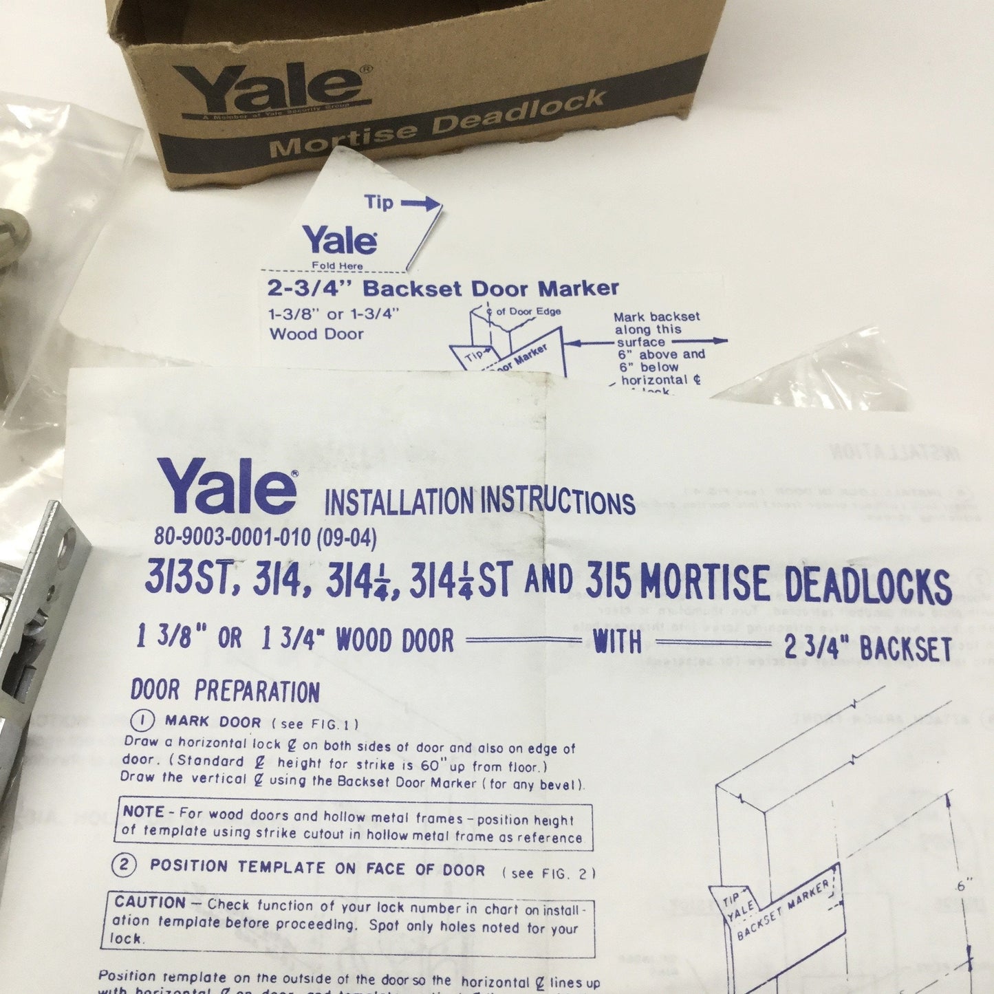 New – Open box Yale 315-626 Mortise Deadbolt Lock for 1-3/8" or 1-3/4" Door, 2-3/4" Backset