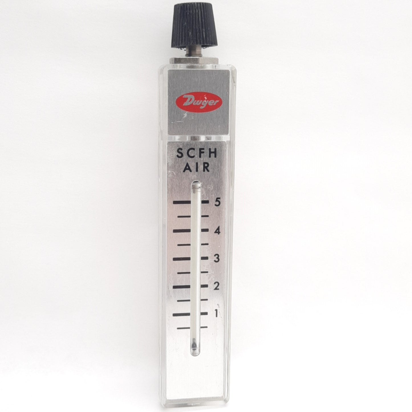 Used Dwyer RMA-4-TMV Air Flowmeter, 0.5-5 SCFH, 100psi Max, 1/8in NPT, 2in Scale