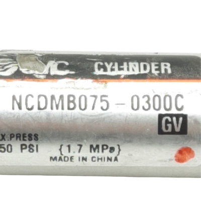 Used SMC NCDMB075-0300C Pneumatic Cylinder ø3/4in Bore, 3in Stroke, 1/8in NPT, 250psi