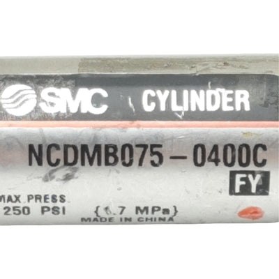 Used SMC NCDMB075-0400C Pneumatic Cylinder ø3/4in Bore, 4in Stroke, 1/8in NPT, 250psi