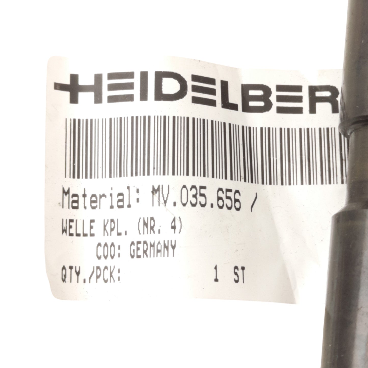 New Heidelberg MV.035.656 Roller Journal Parts Shaft, For CD102, HD72 & SM102