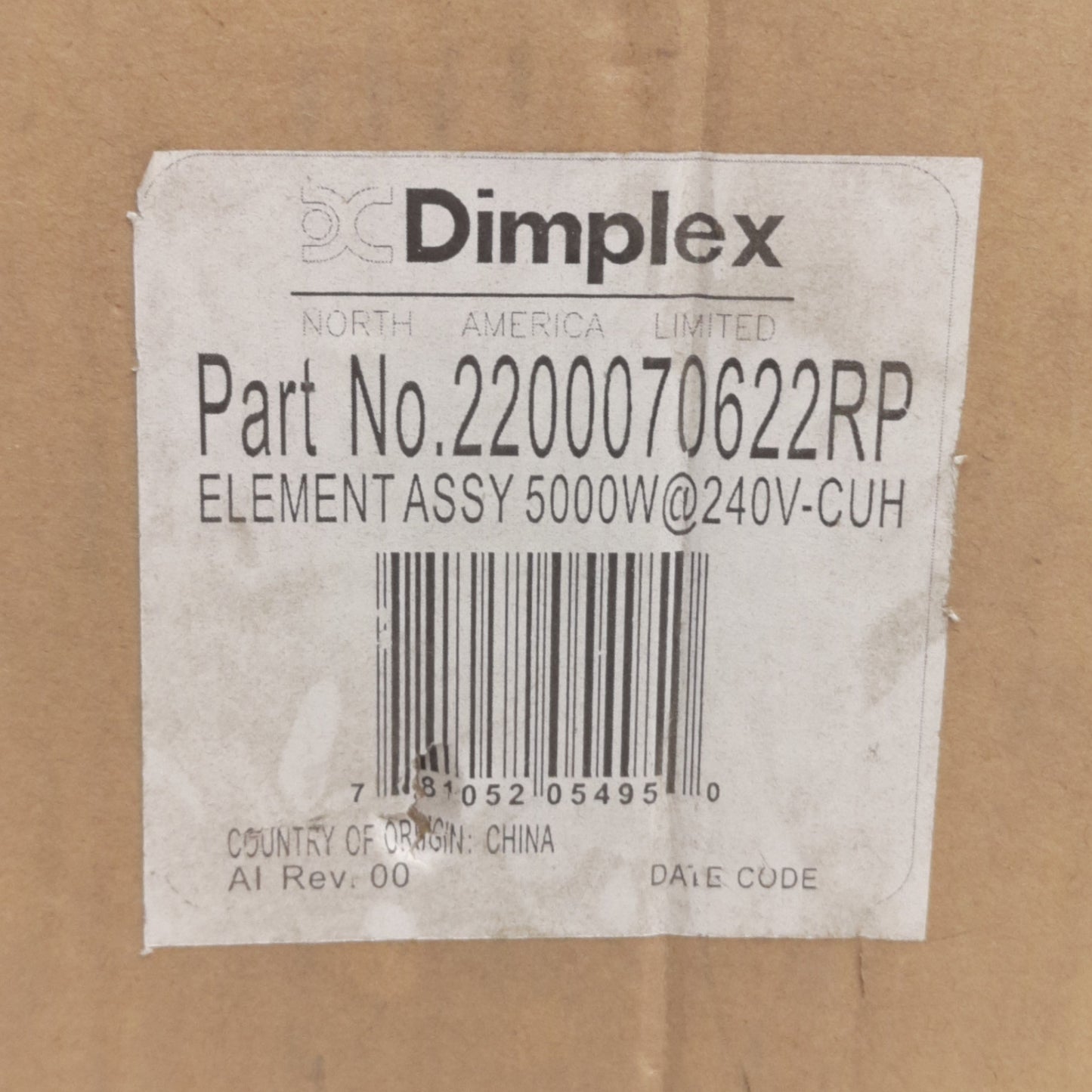 New Dimplex 2200070622RP Replacement Element Assy, 5000W 240VAC, For CUH Heaters