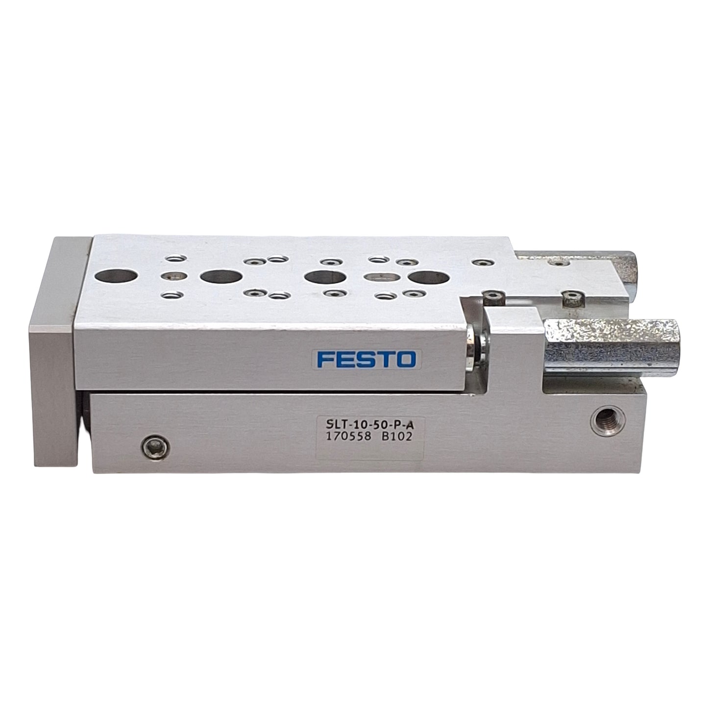 Used Festo SLT-10-50-P-A Pneumatic Slide, ø10mm Bore, 50mm Stroke, 1-10bar, M5 Ports