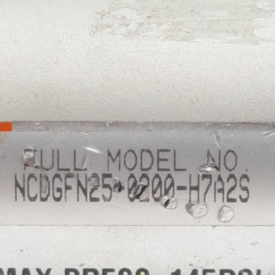 Used SMC NCDGFN25-0200-H7A2S Pneumatic Cylinder ø25mm/1in Bore, 2in Stroke, 1/8in NPT