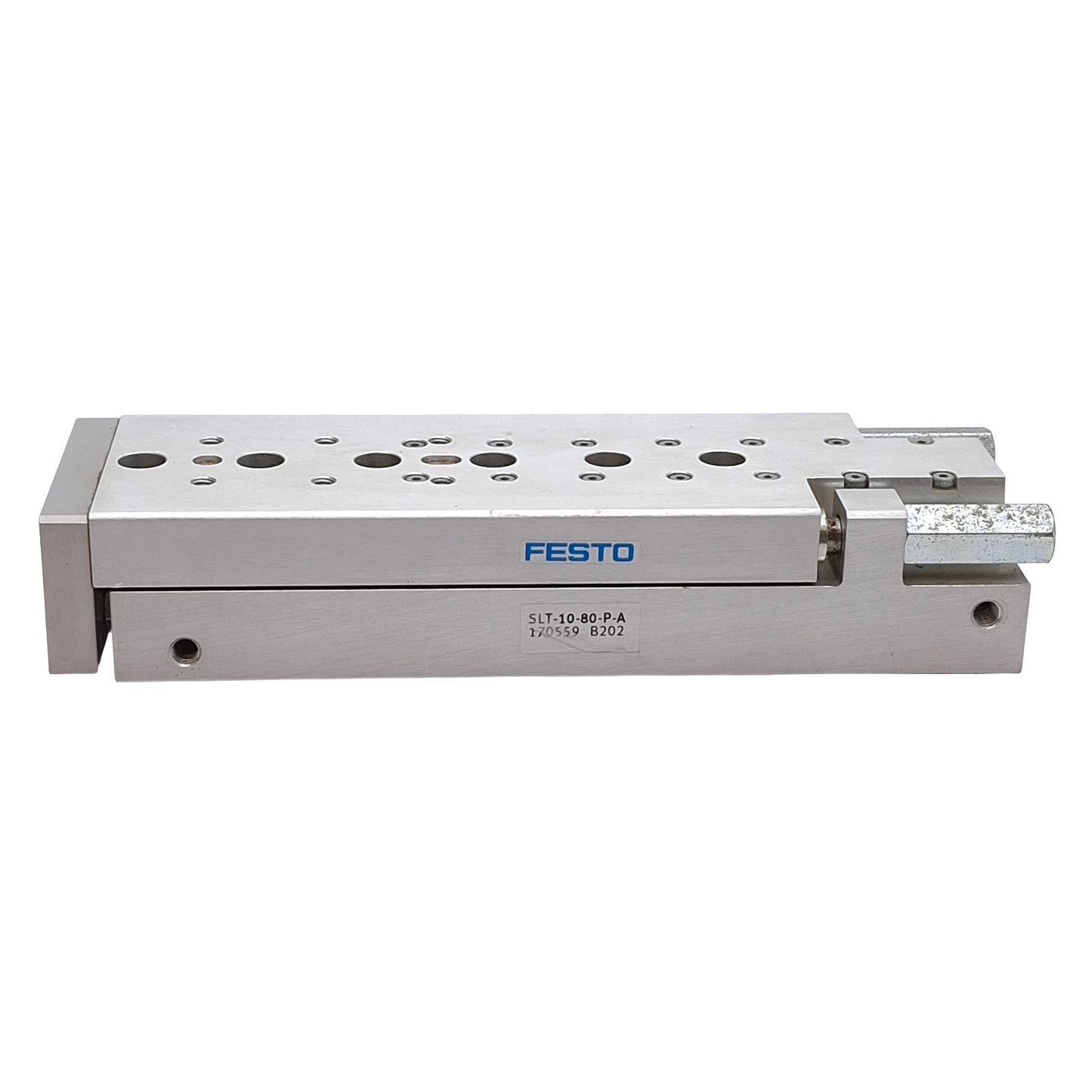 Used Festo SLT-10-80-P-A Pneumatic Slide, ø10mm Bore, 80mm Stroke, 1-10bar, M5 Ports