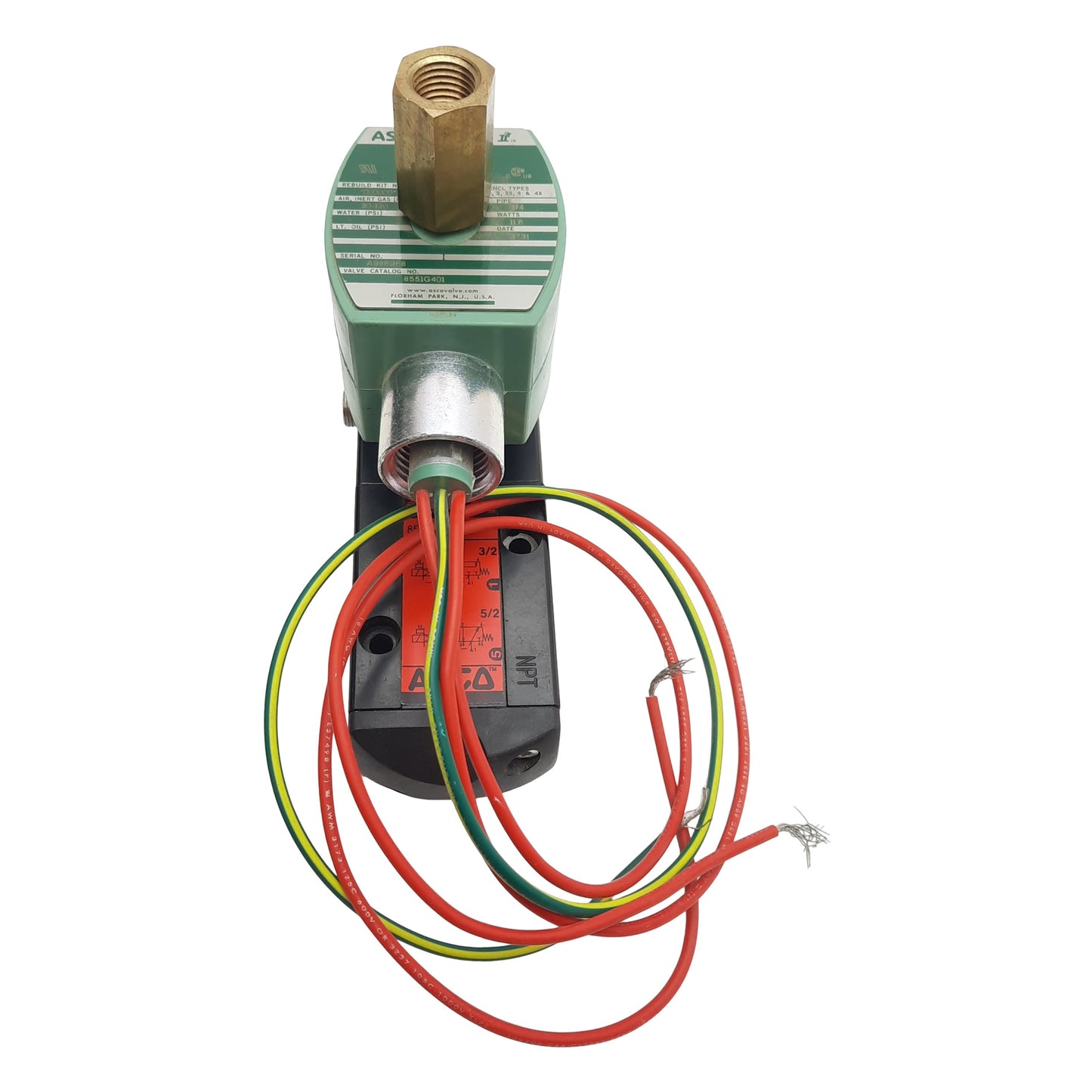Used Asco 8551G401 Red-Hat Spool Valve, 1/4in x 1/8in NPT, 30-120psi, 24VDC Coil