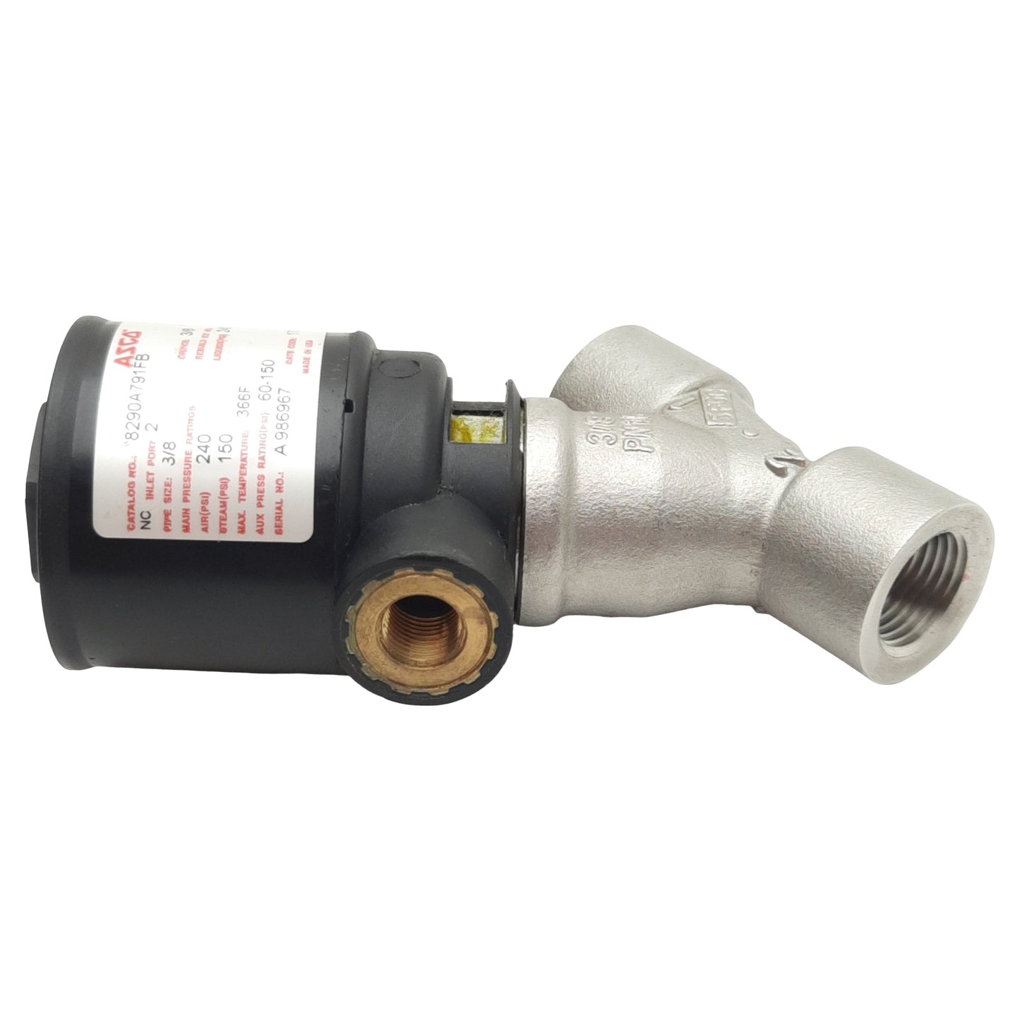 Used Asco 8290A791FB Multi-Purpose Valve 2-Way NC, 3/8in NPT, 150/240psig, 2.3Cv