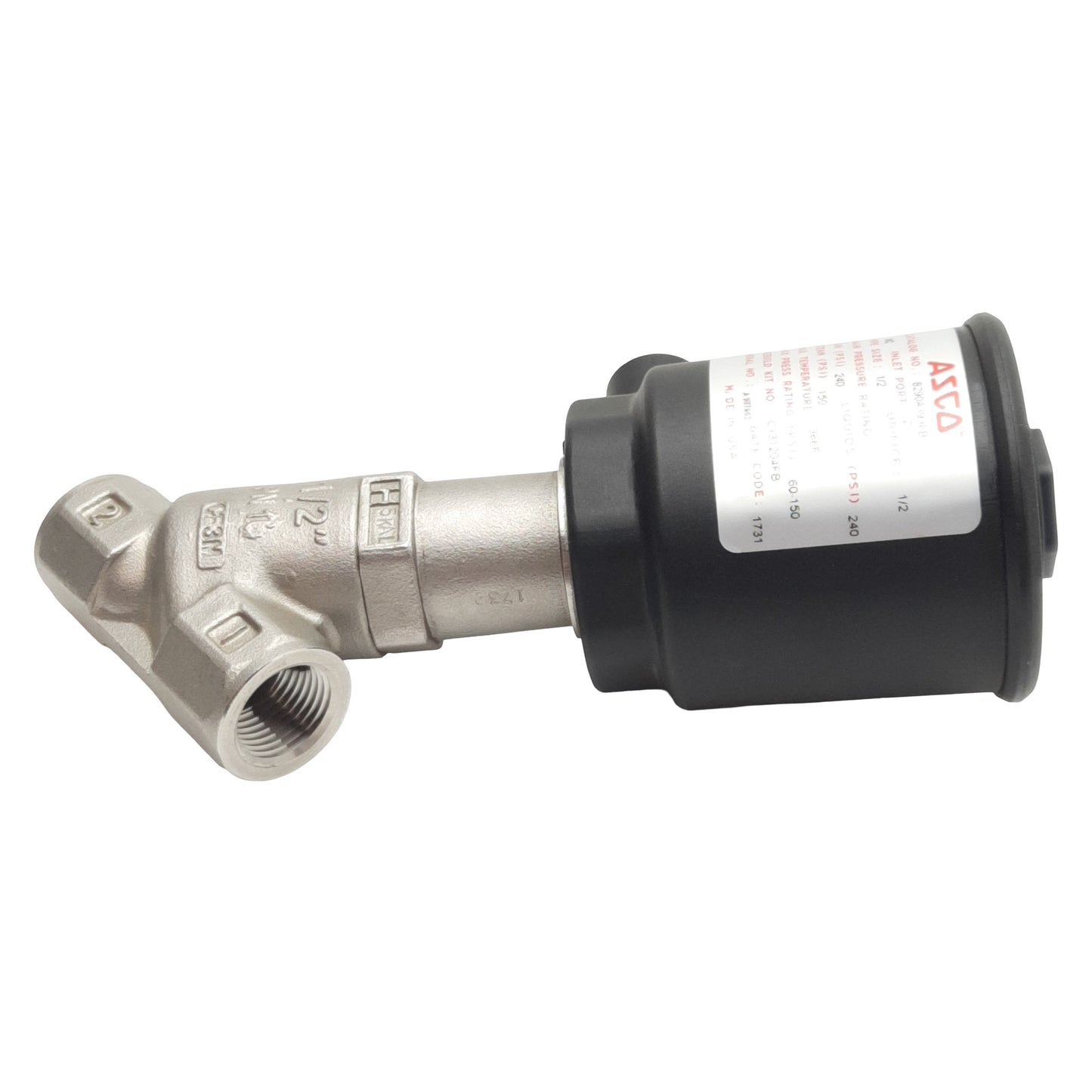 Used Asco 8290A393FB Multi-Purpose Valve, 2-Way N.C., 1/2in NPT, 150/240psi, 4.1Cv