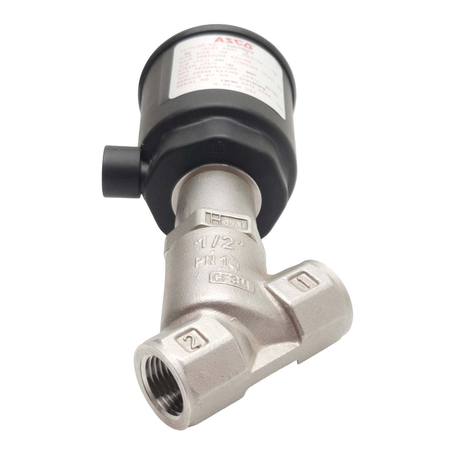 Used Asco 8290A393FB Multi-Purpose Valve, 2-Way N.C., 1/2in NPT, 150/240psi, 4.1Cv