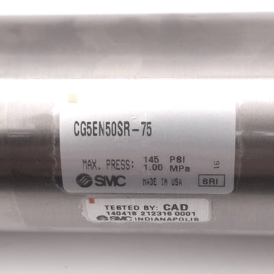 New SMC CG5EN50SR-75 Pneumatic Cylinder, ø50mm Bore, 75mm Stroke, Rc 1/4in, 1.0MPa