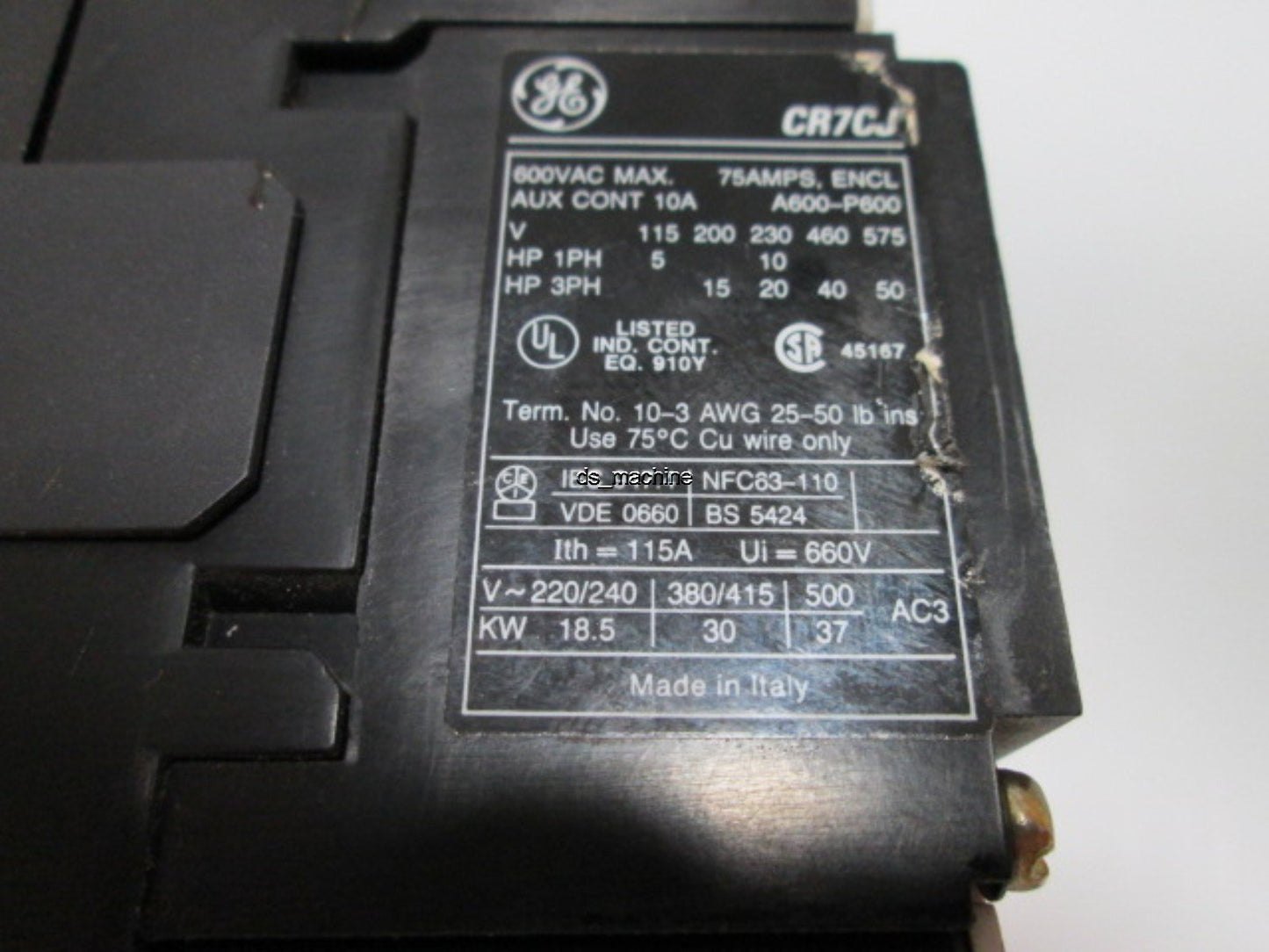 Used General Electric CR7CJ Dual Contactors, 40HP 460V 3PH, 120V Coil