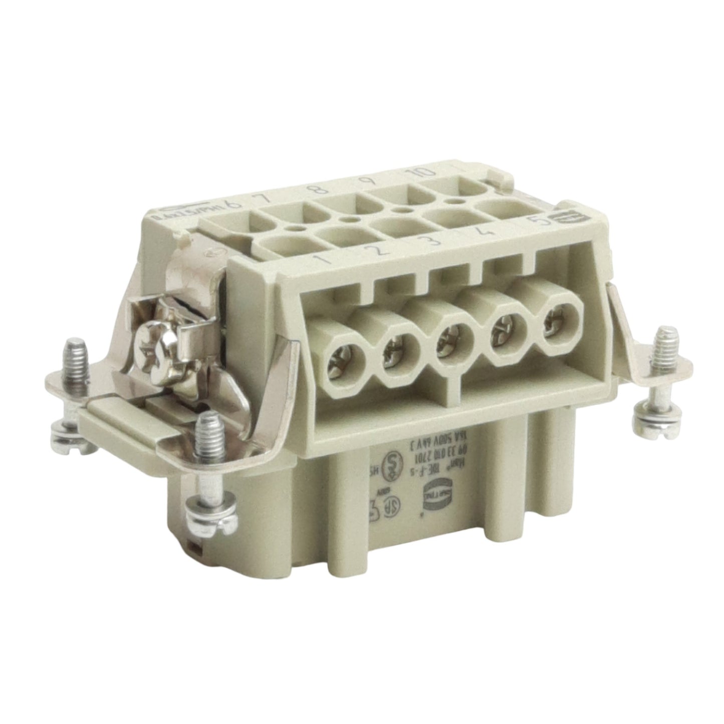 New Lot of 5 Harting 0933012701 Female Connectors 10p + PE, 500V 16A, Screw Terminal