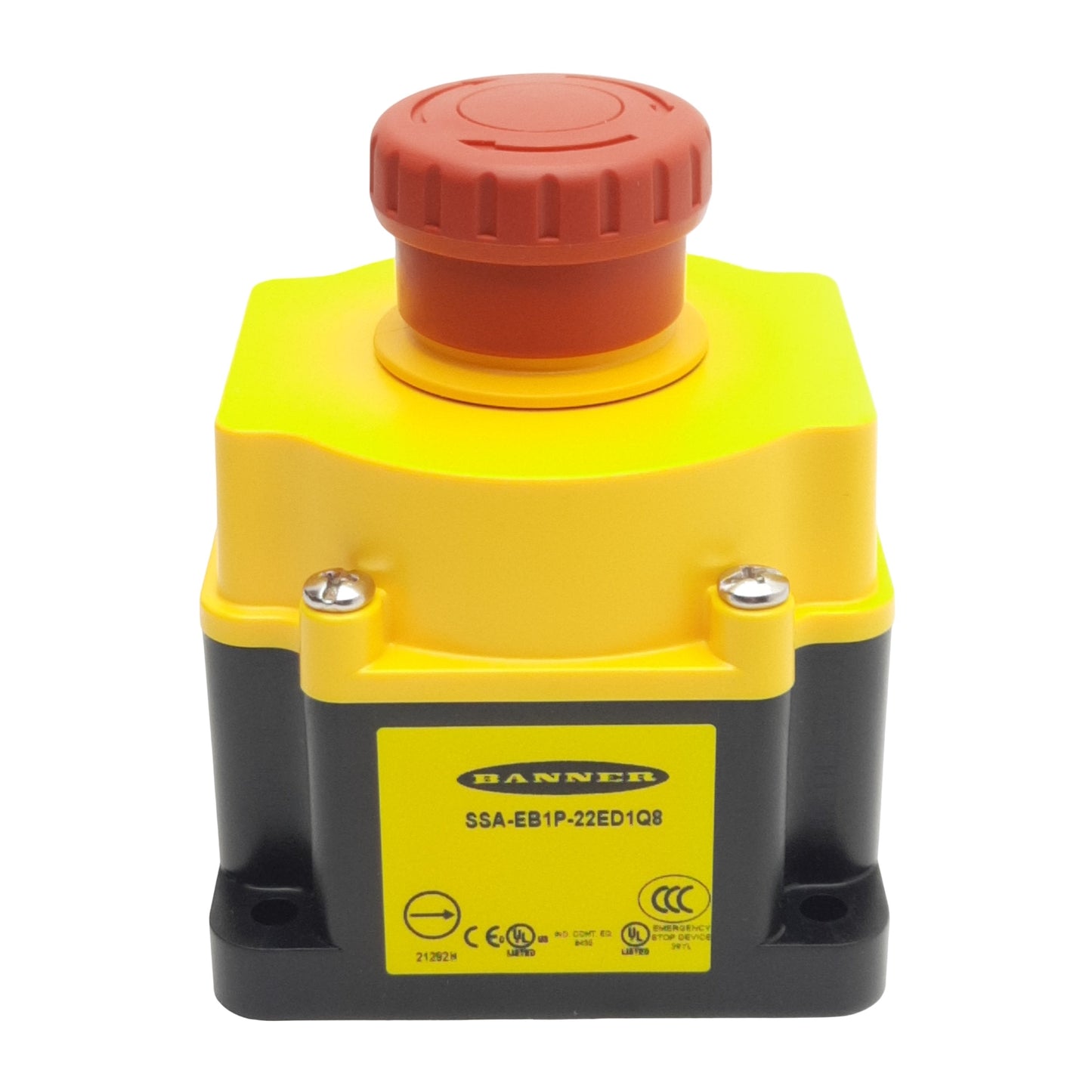 New Banner SSA-EB1P-22ED1Q8 Emergency Stop Button 2NC/2NO, 2A 24VDC, 8-Pin M12, 40mm