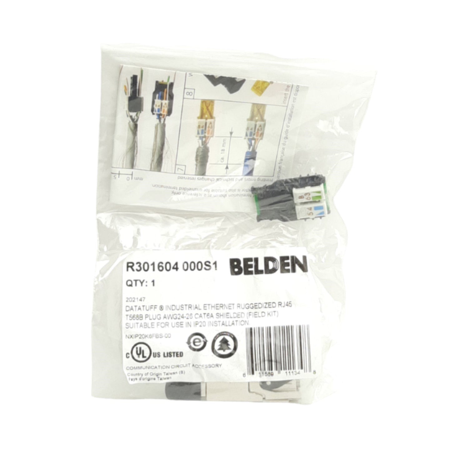 New Belden R301604 000S1 RJ45 Field Kit Connector, 1.5A Rating, T568B Type