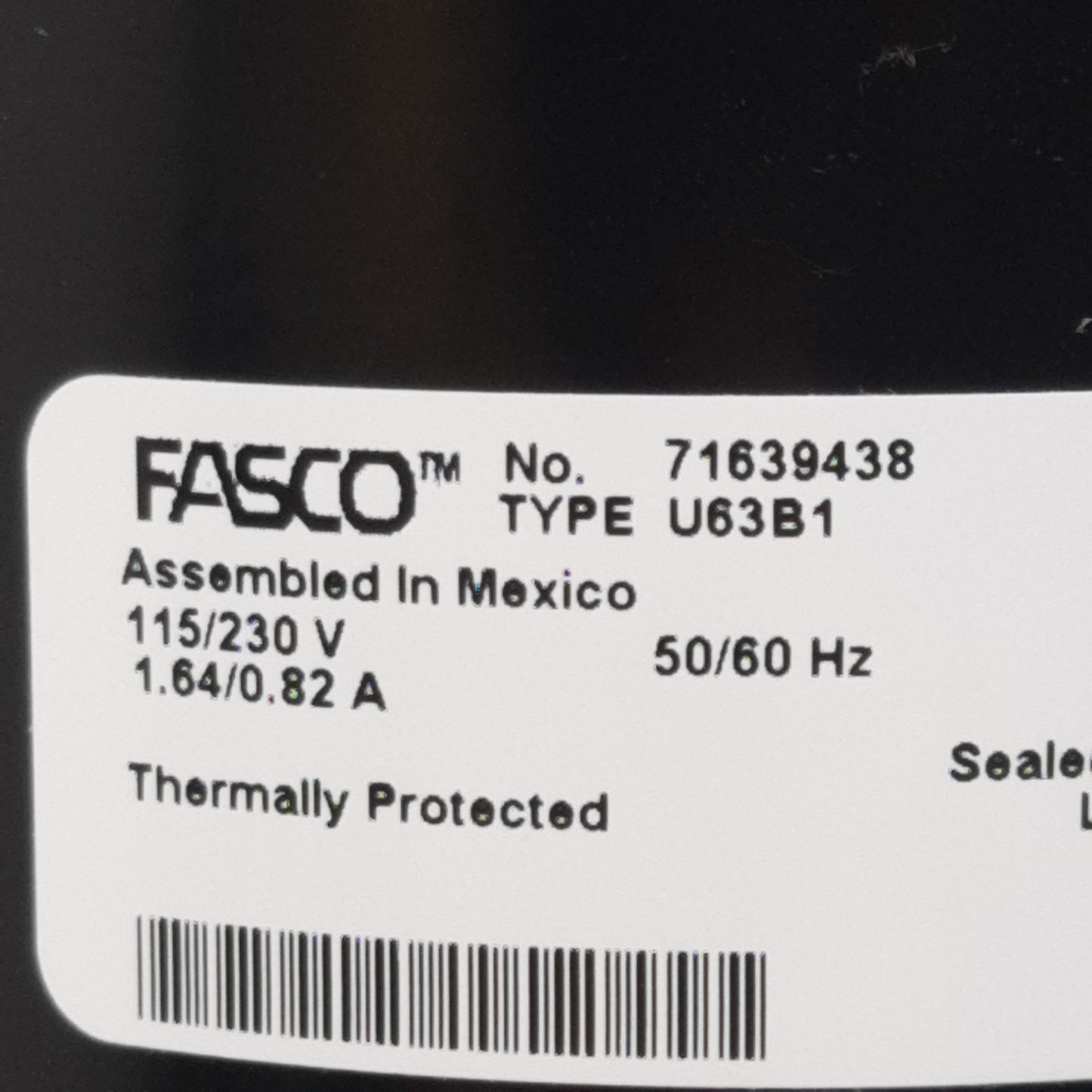 New Fasco 71639438 HVAC AC Motor ø5/16in Shaft 115/230VAC 1.64/0.82A, 1600RPM, 3.3in