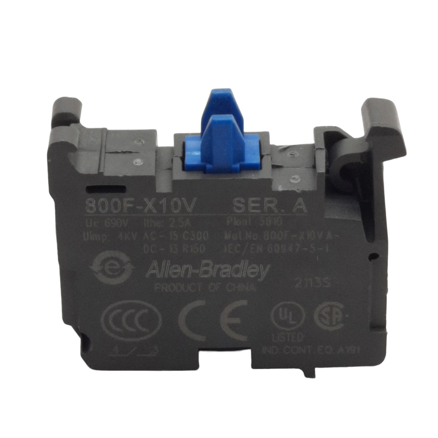 New Allen Bradley 800F-X10V Pushbutton Contact Block 1NO-LV 600V 2.5A, 22.5mm PB