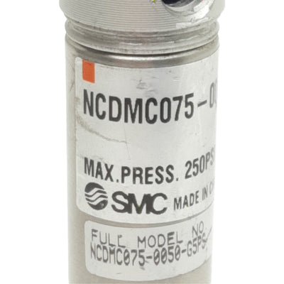 Used SMC NCDMC075-0050 Pneumatic Cylinder ø3/4in Bore, 1/2in Stroke, 1/8in NPT 250psi