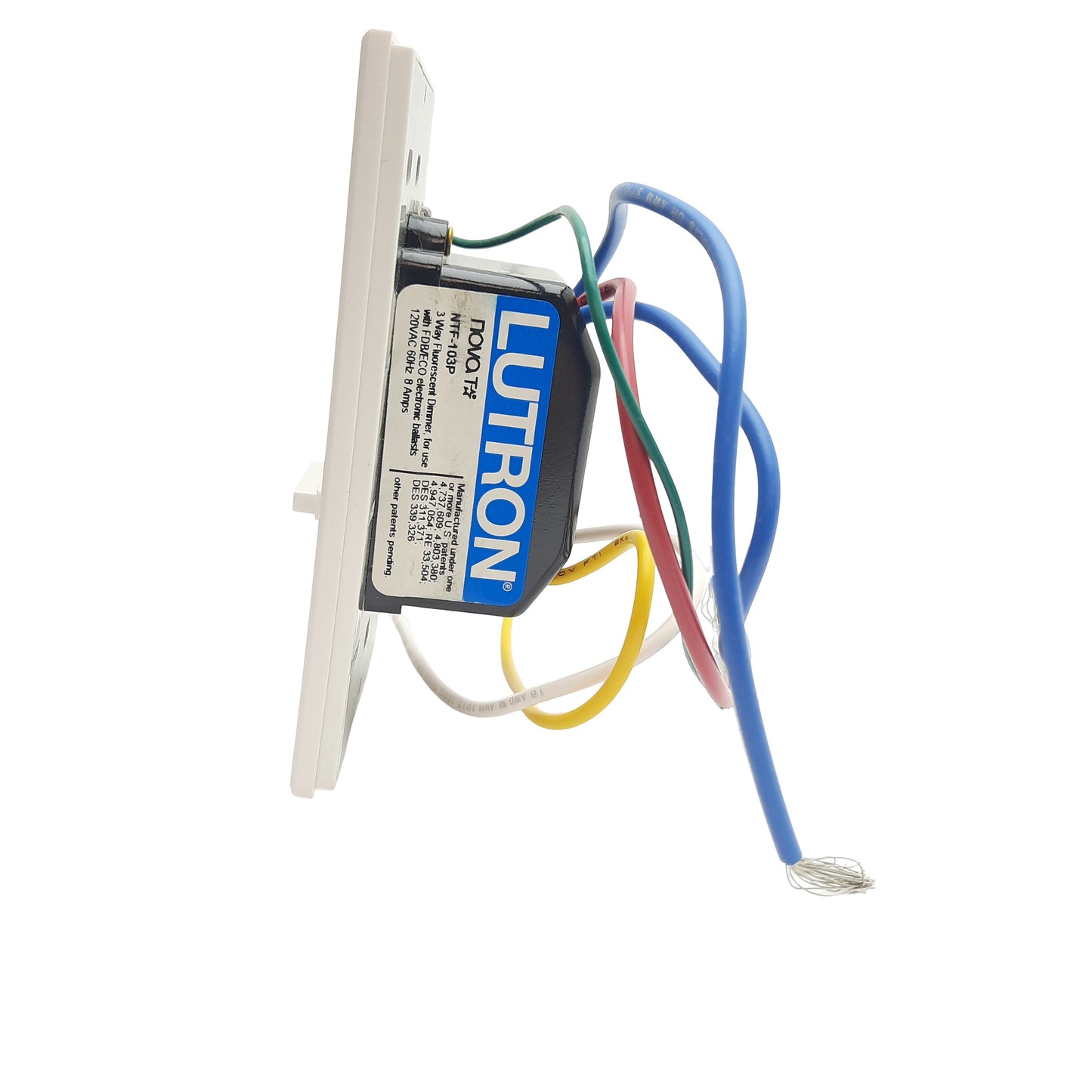 New Lutron NTF-103P-WH 3 Way Fluorescent Dimmer, 120VAC 8A, For FDB/ECO ballasts