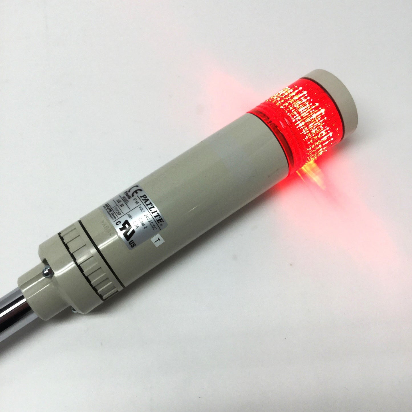 Used Patlite LCE-102R Stack Light LED Signal Tower 24V AC/DC Red Lens, 10" Pole Mount