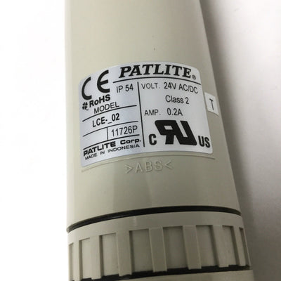 Used Patlite LCE-102R Stack Light LED Signal Tower 24V AC/DC Red Lens, 10" Pole Mount