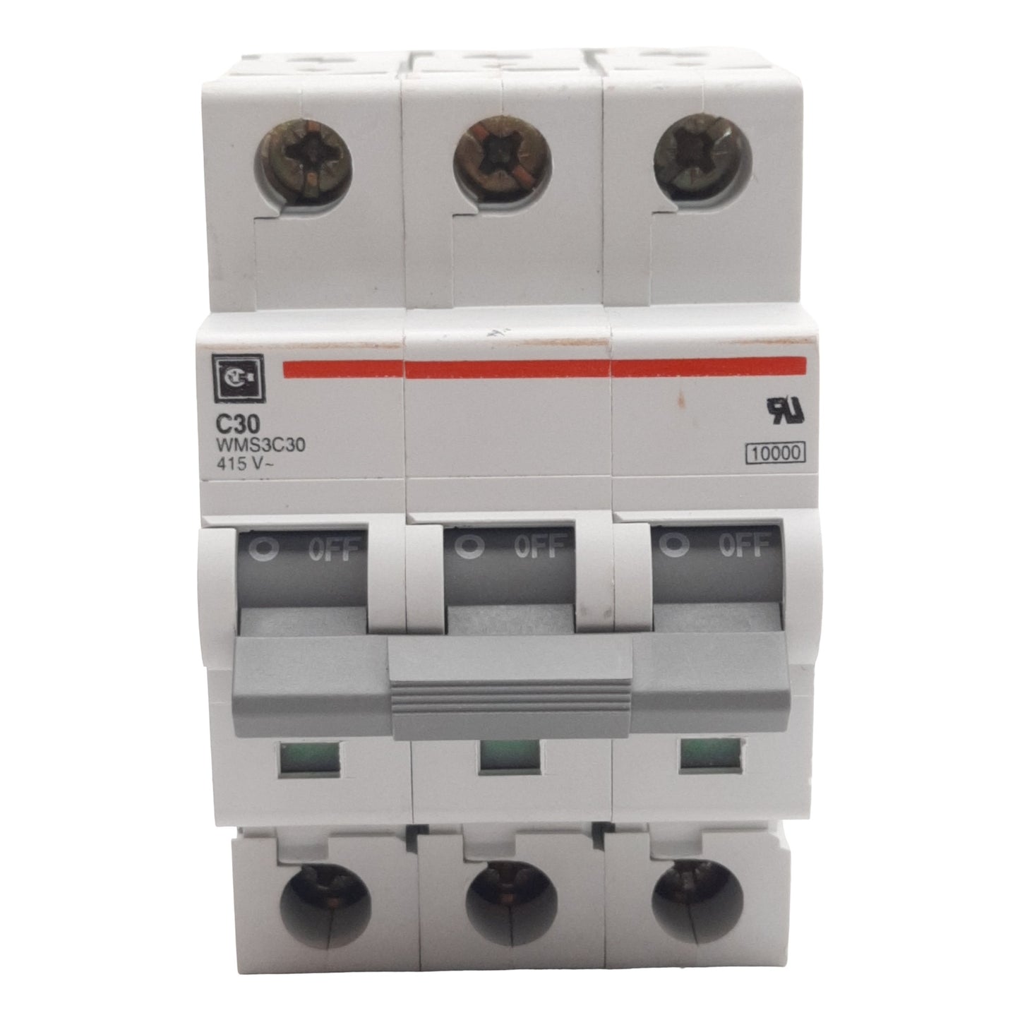 Used Cutler-Hammer WMS3C30 Circuit Breaker, 3-Pole, 30A 240/415VAC, DIN Rail