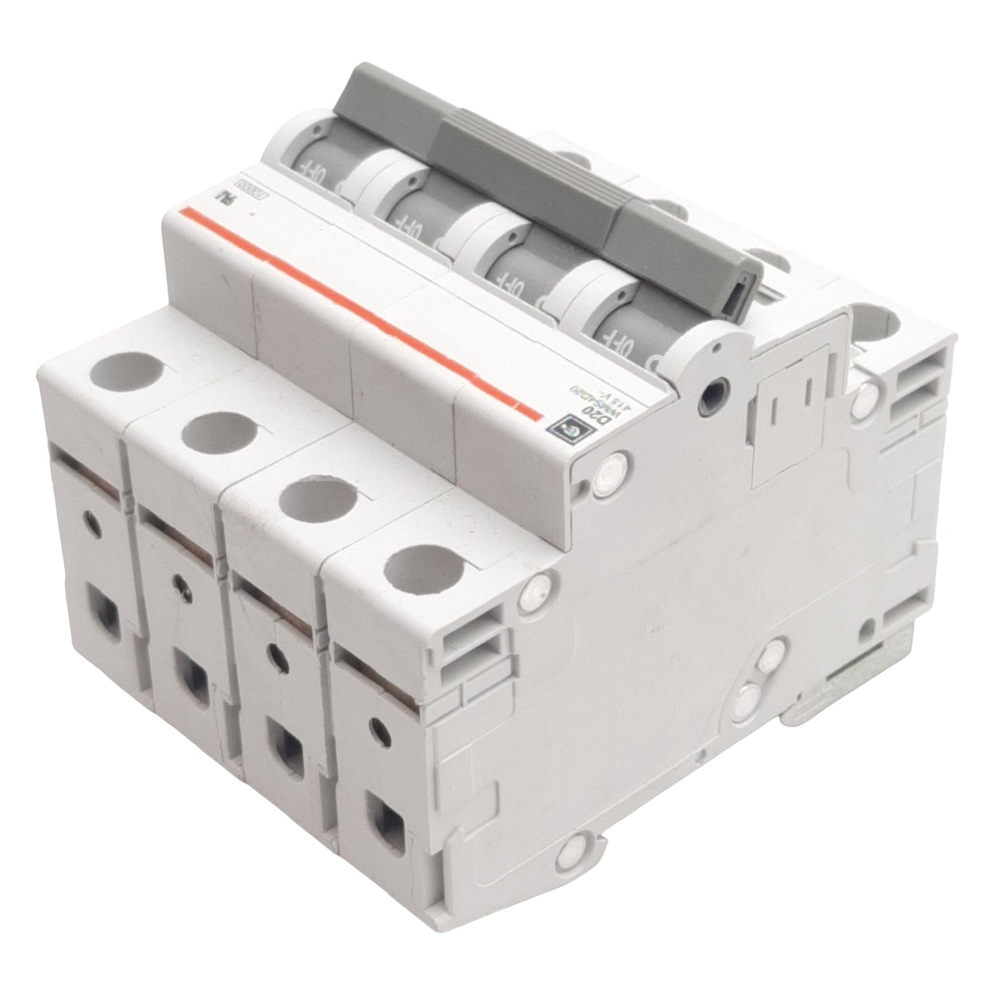 Used Cutler-Hammer WMS4D20 Circuit Breaker, 4-Pole, 20A 240/415VAC, DIN Rail