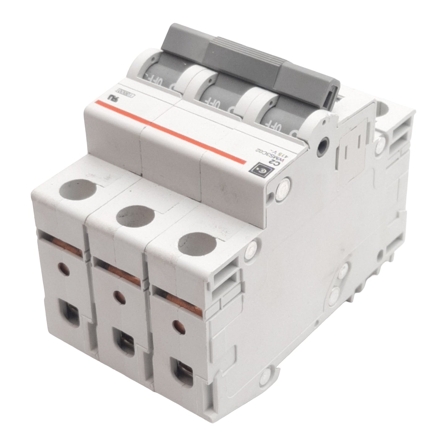 Used Cutler-Hammer WMS3C02 Circuit Breaker, 3-Pole, 2A 240/415VAC, DIN Rail