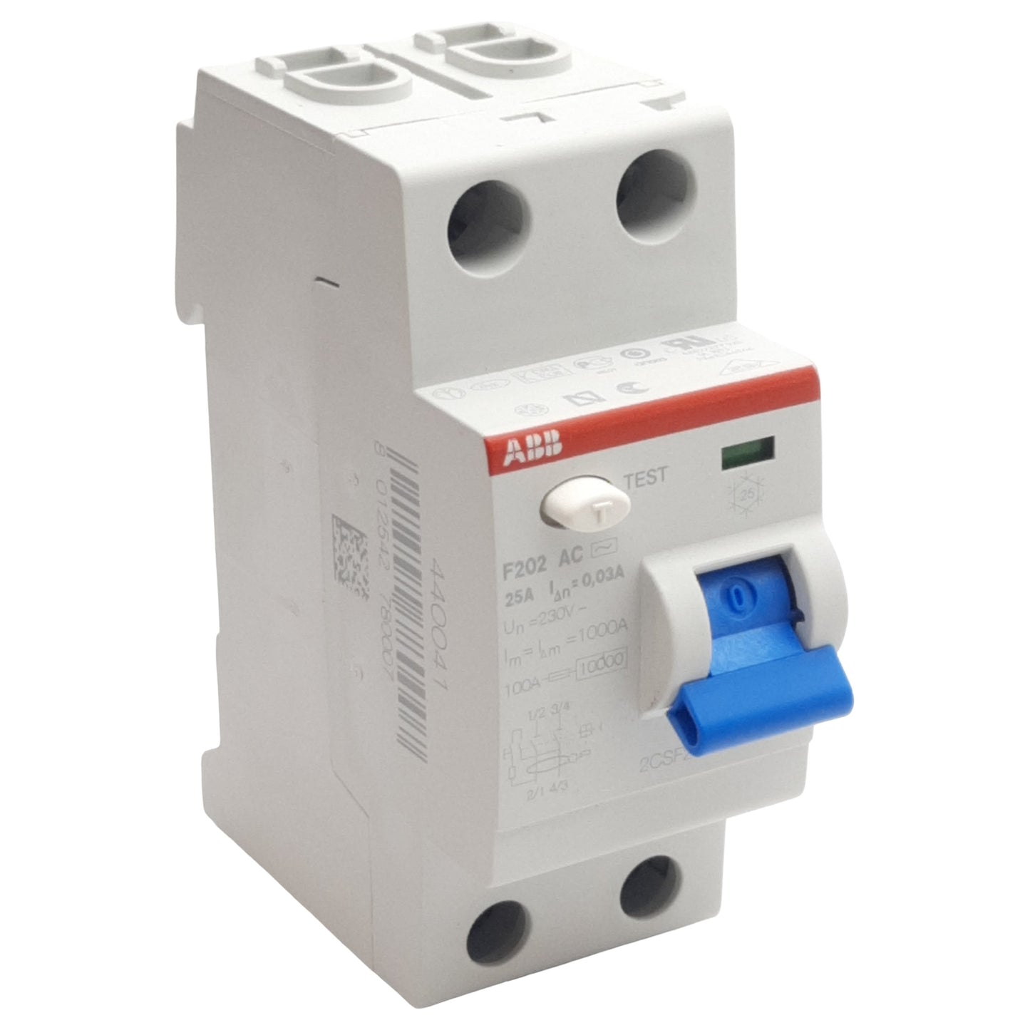 New ABB F202 AC-25/0.03 Residual Current Circuit Breaker, 2-Pole 30mA 25A 170-254VAC