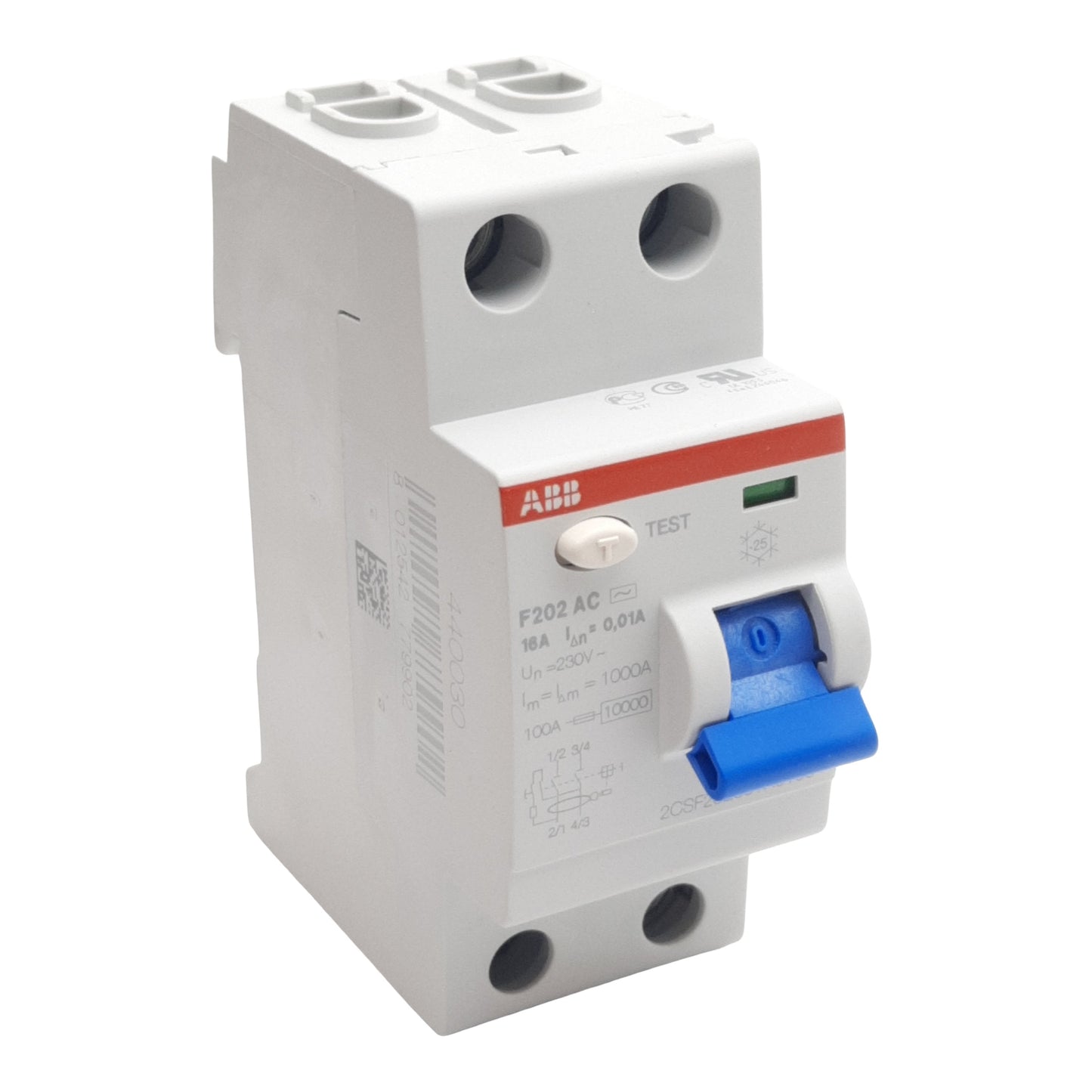 New ABB F202 AC-16/0.01 Residual Current Circuit Breaker 2-Pole, 10mA 16A 110-254VAC