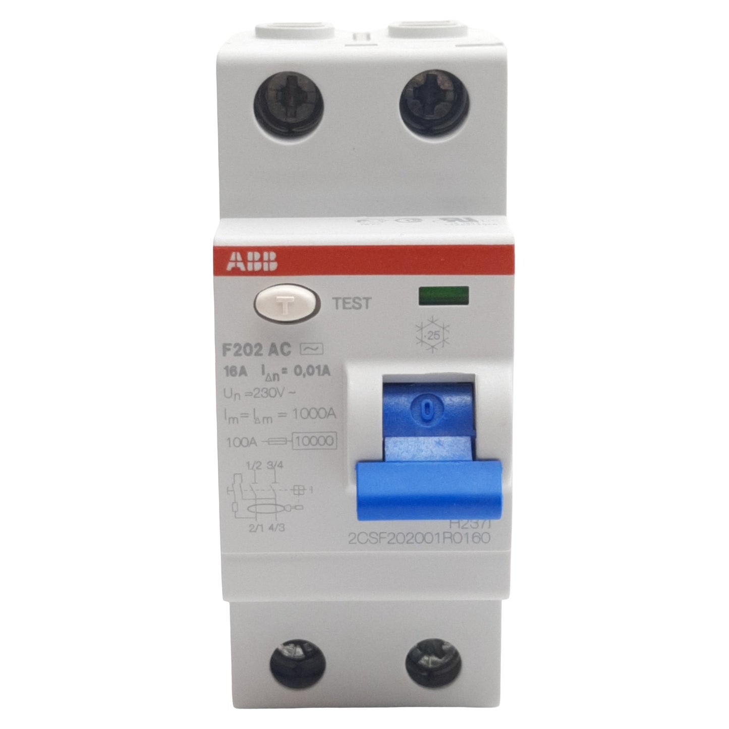 New ABB F202 AC-16/0.01 Residual Current Circuit Breaker 2-Pole, 10mA 16A 110-254VAC