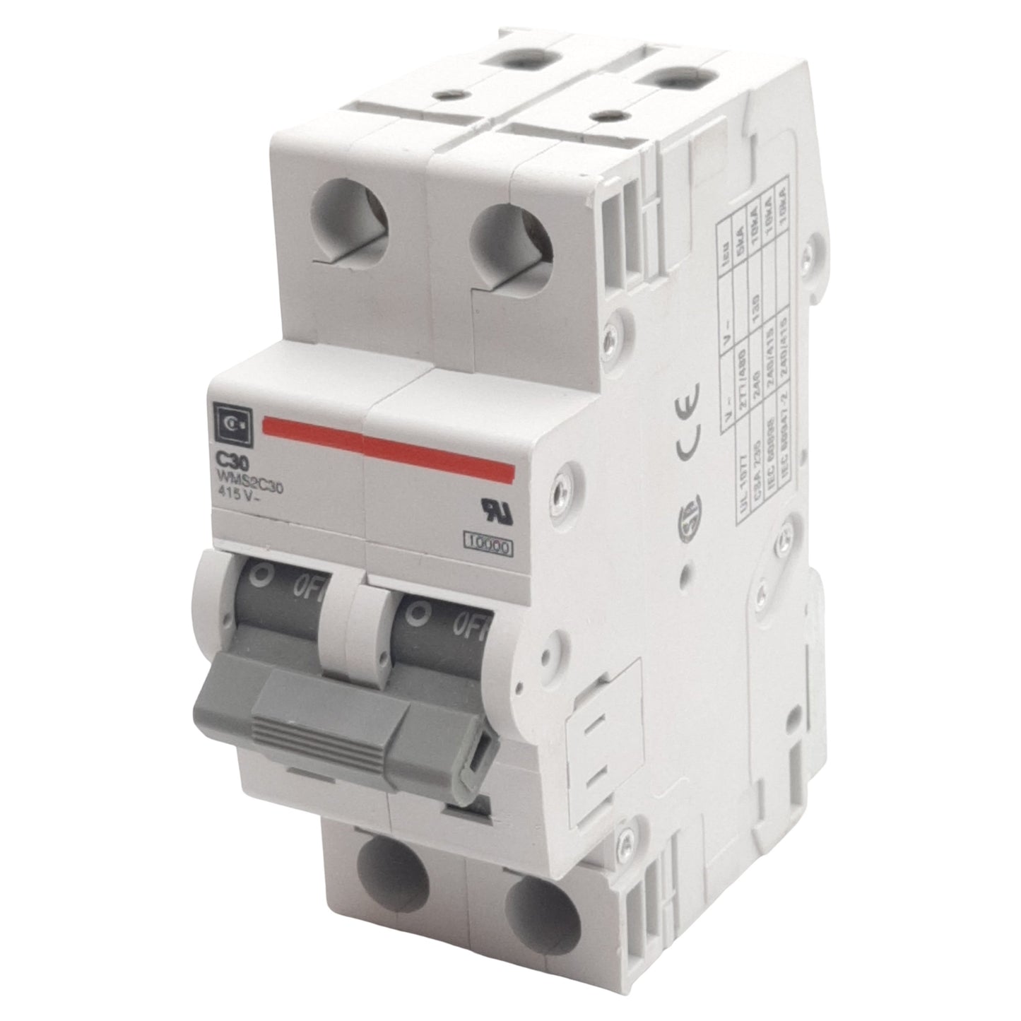 Used Cutler-Hammer WMS2C30 Circuit Breaker, 2-Pole, 30A 240/415VAC, DIN Rail