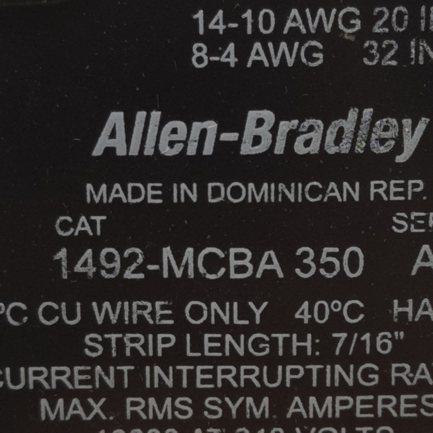 New Allen Bradley 1492-MCBA350 Circuit Breaker, 3-Pole, 50A 120/240VAC, DIN Rail