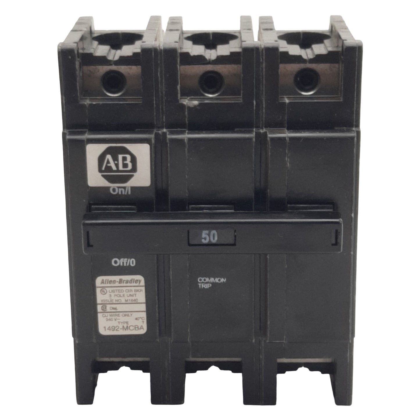New Allen Bradley 1492-MCBA350 Circuit Breaker, 3-Pole, 50A 120/240VAC, DIN Rail