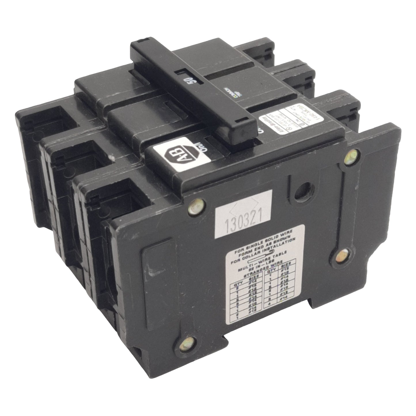 New Allen Bradley 1492-MCBA350 Circuit Breaker, 3-Pole, 50A 120/240VAC, DIN Rail