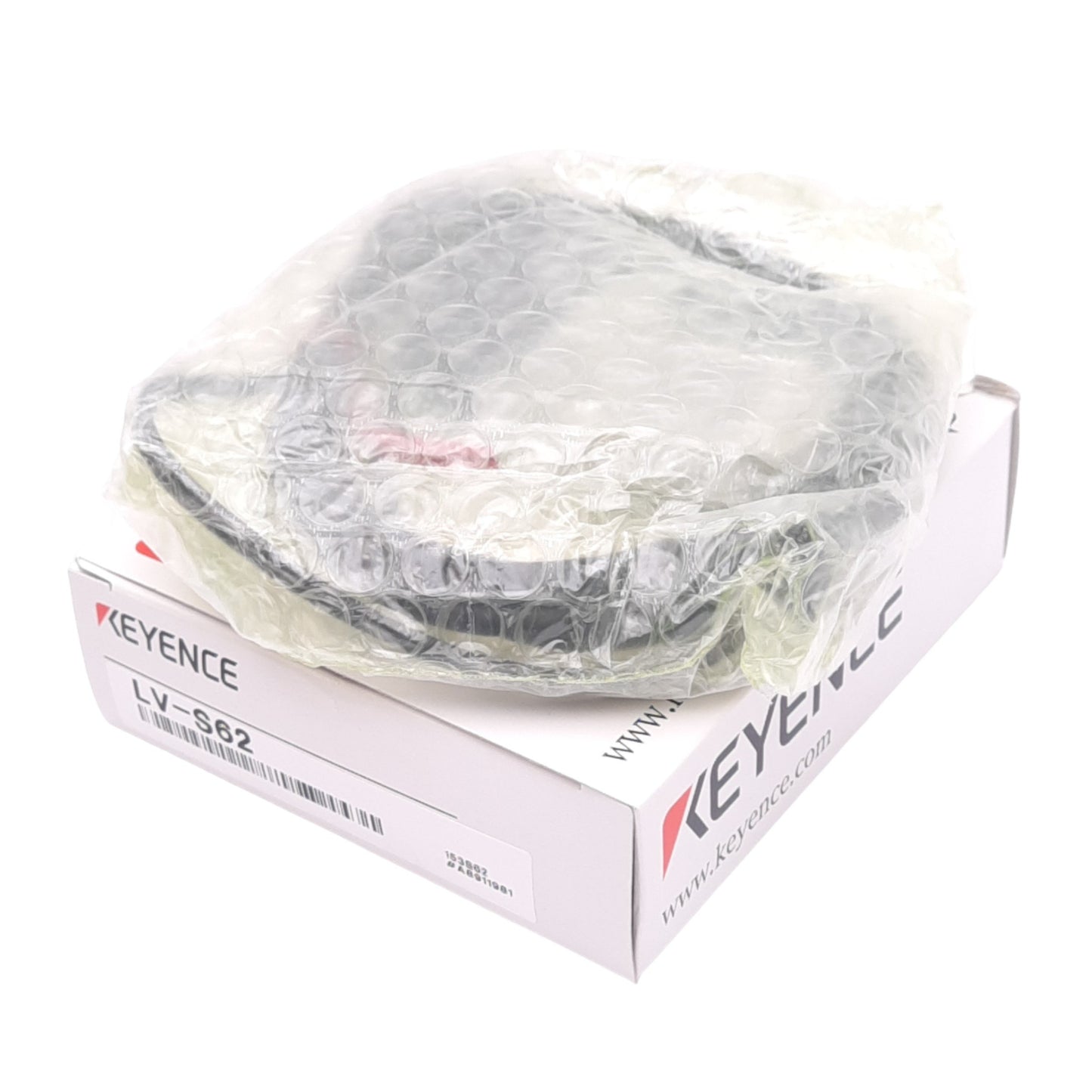 New Keyence LV-S62 Laser Sensor Head, 660nm Laser, 5m Range, 2m Cable, w/ Reflector