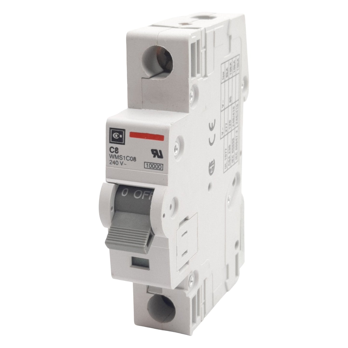 Used Cutler-Hammer WMS1C08 Circuit Breaker, 1-Pole, 8A 240/415VAC, DIN Rail
