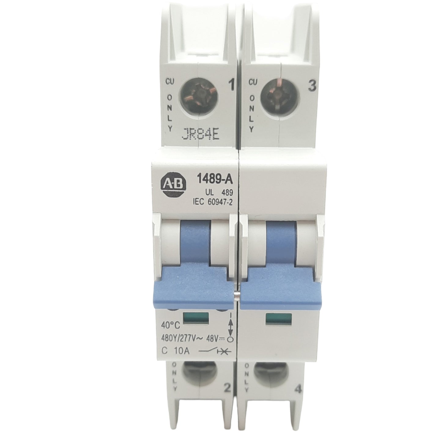 New Allen Bradley 1489-A2C100 Circuit Breaker 480/277VAC, 96VDC 10A 10kA, 2 Pole