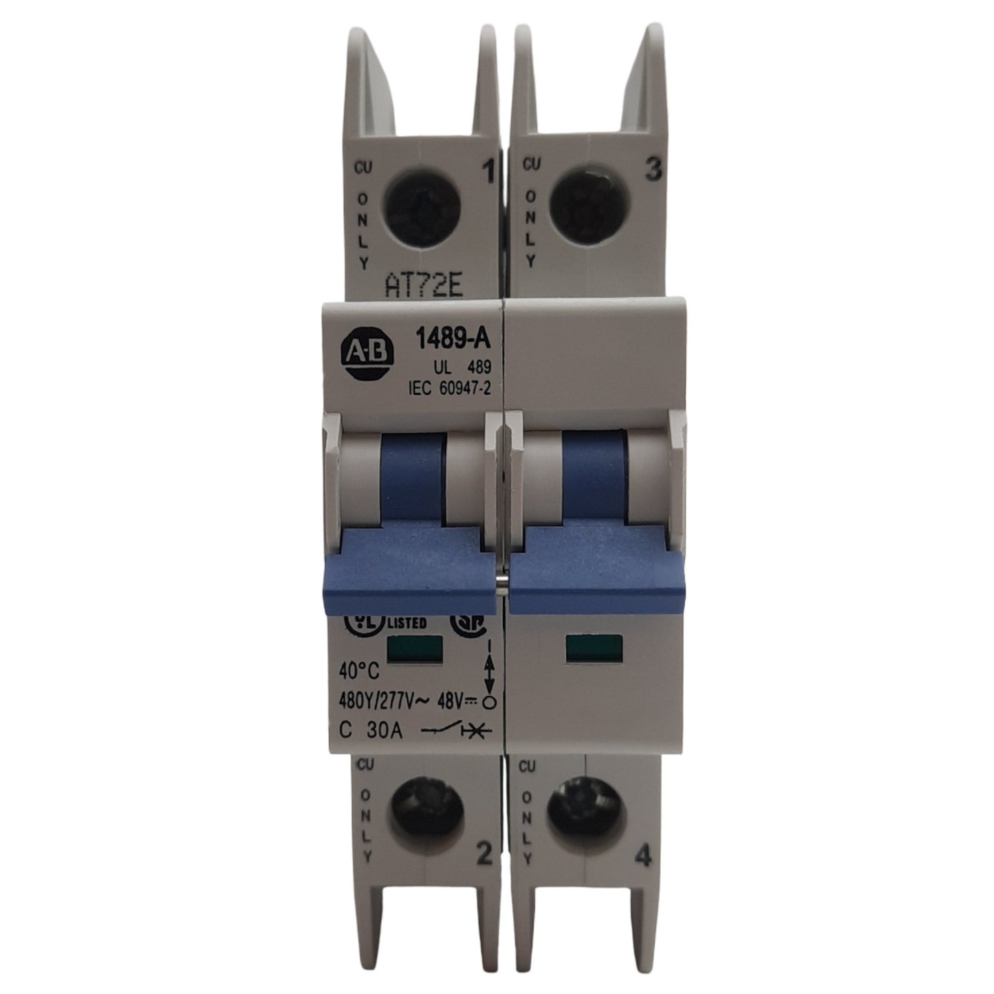 New Allen Bradley 1489-A2C300 Circuit Breaker, 480Y/277VAC, 30A, 2 Pole, DIN Rail