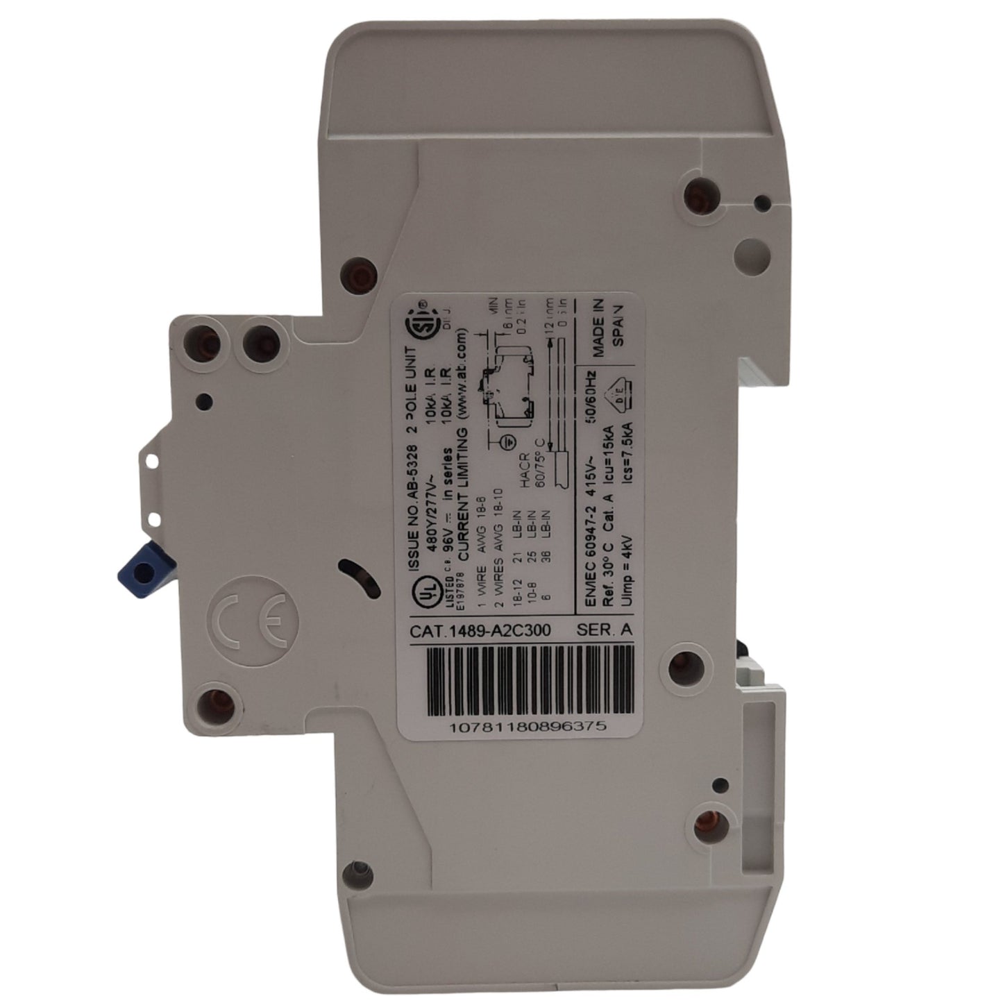 New Allen Bradley 1489-A2C300 Circuit Breaker, 480Y/277VAC, 30A, 2 Pole, DIN Rail