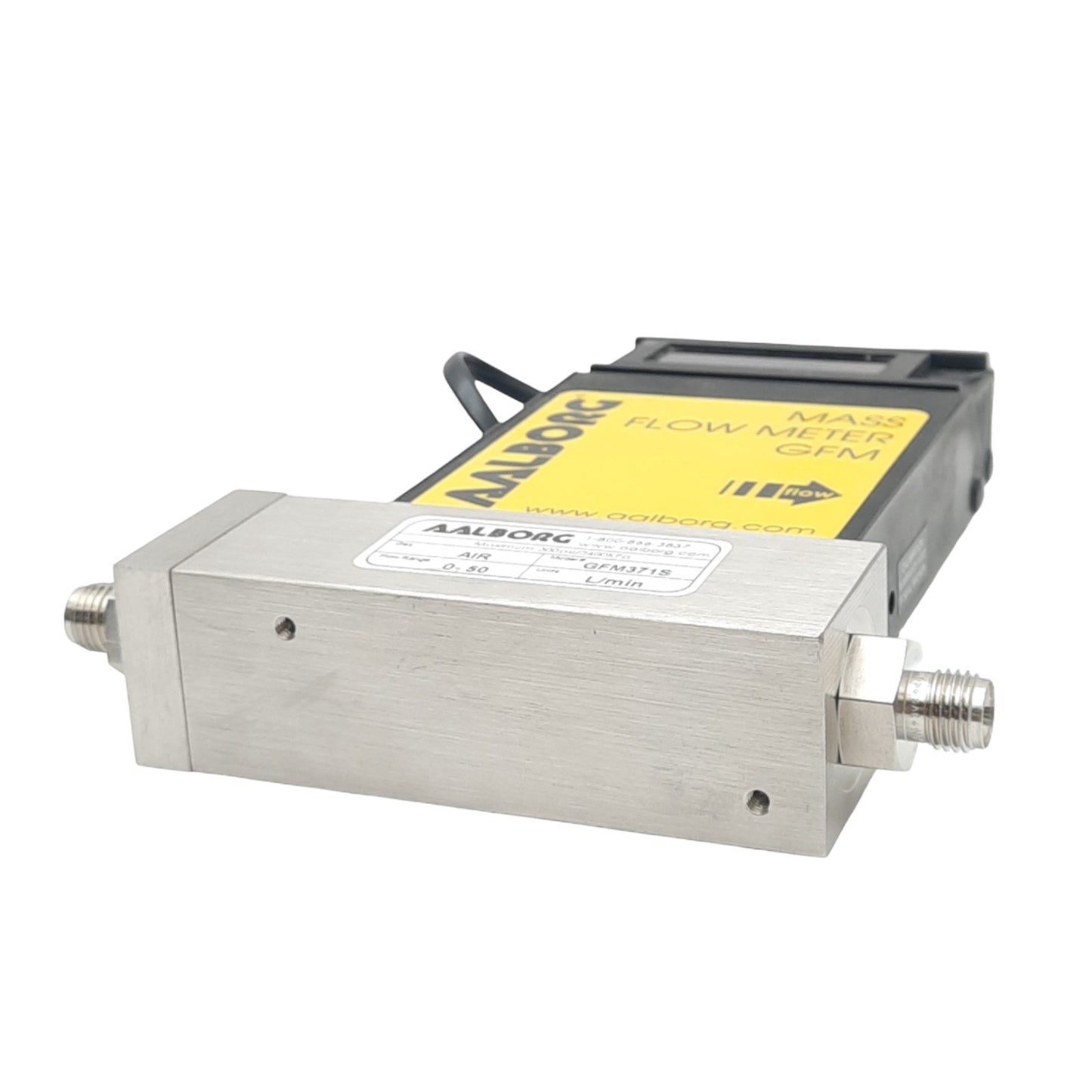 Used AALBORG GFM371S Mass Flow Meter w/ Display, 0-50L/min, 1/4" Compression, 500psi