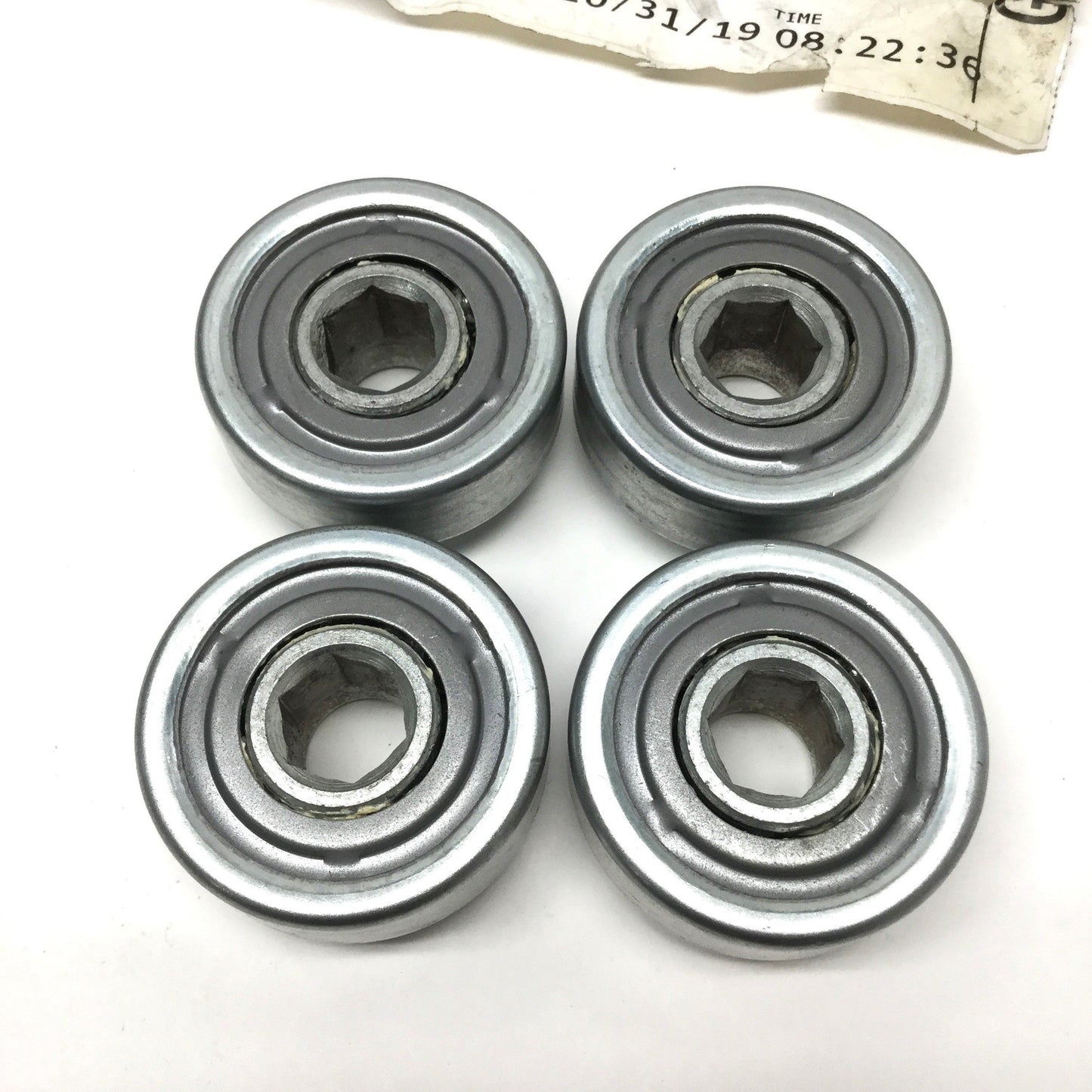 New – Open box Lot of 4 Frantz 2638 Press Fit Conveyor Roller Bearings for Ø2.5" Tube, 5/8" Hex