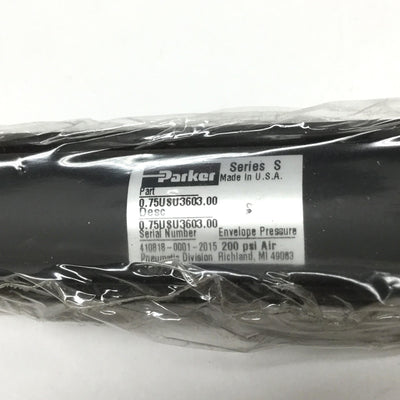 New Parker 0.75USU3603.00 Tie-Rod Pneumatic Cylinder 3/4" Bore, 3" Stroke, 200psi