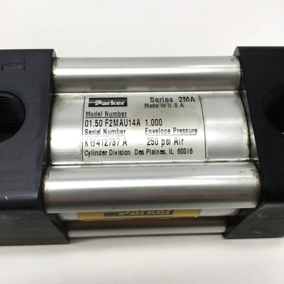 Used Parker 01.50 F2MAU14A 1.000 Pneumatic Cylinder Ø1.5" Bore, 1" Stroke, 250psi