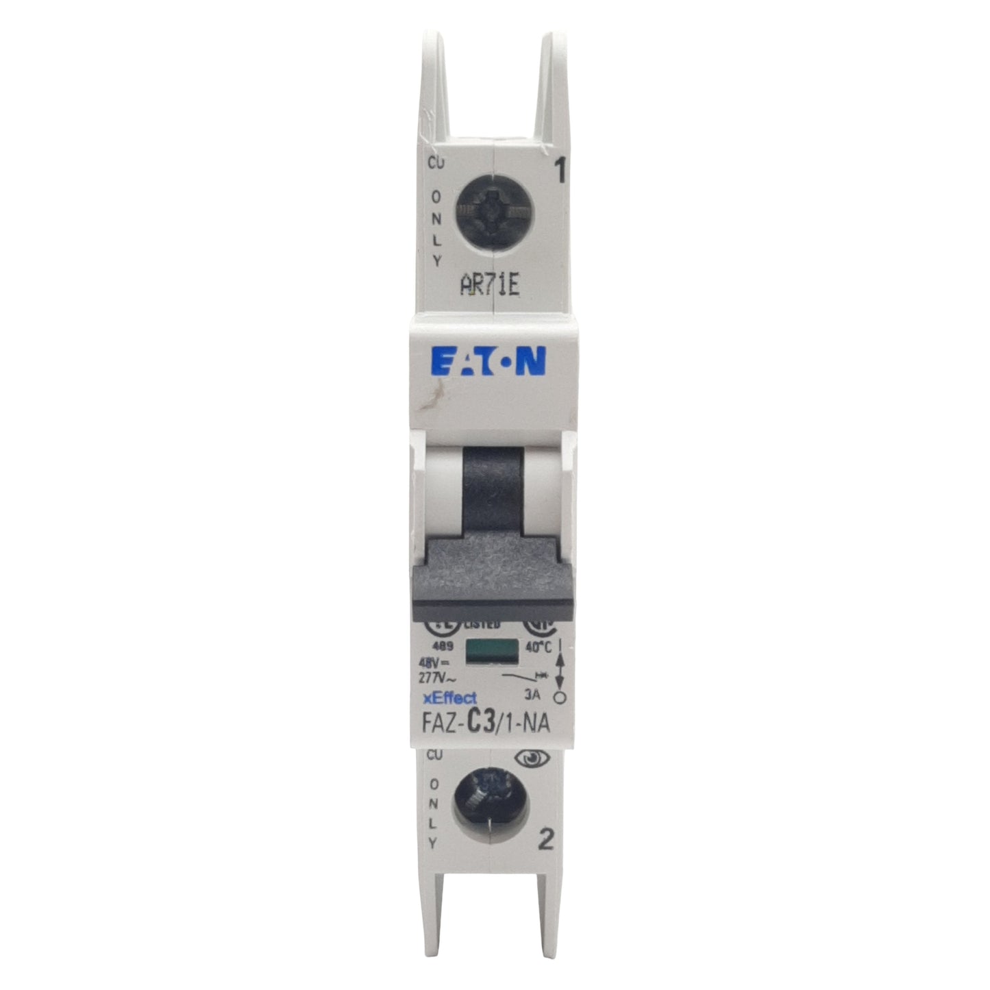 Used Eaton FAZ-C3/1-NA-SP Circuit Breaker, 1-Pole, 3A 48VDC/277VAC, DIN Rail
