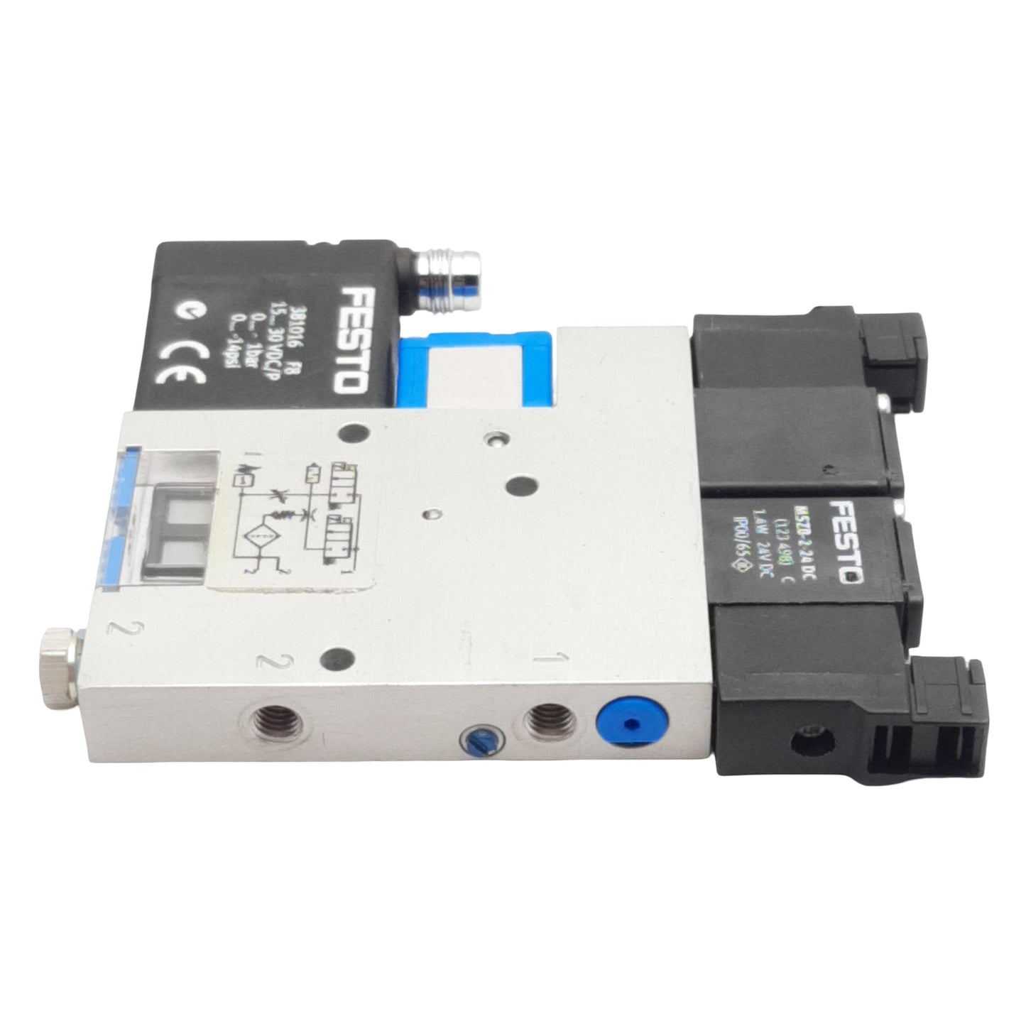 Used Festo VADMI-45-P Vacuum Generator, PNP, 1.5-8bar, 40µm, M5, M8 4-Pin, 24VDC Coil